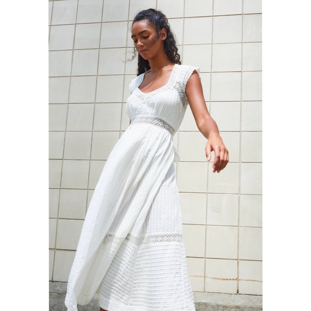 Free People White Maxi Lace Dress Ivory XS